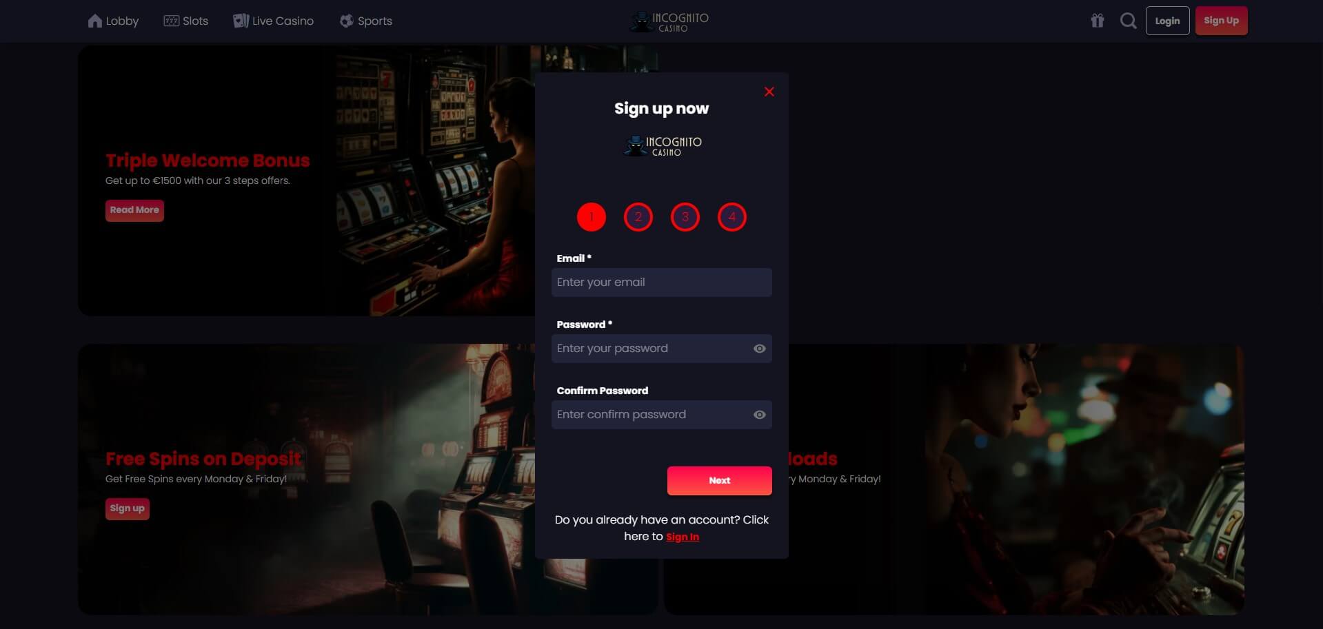 Incognito Casino Sign Up