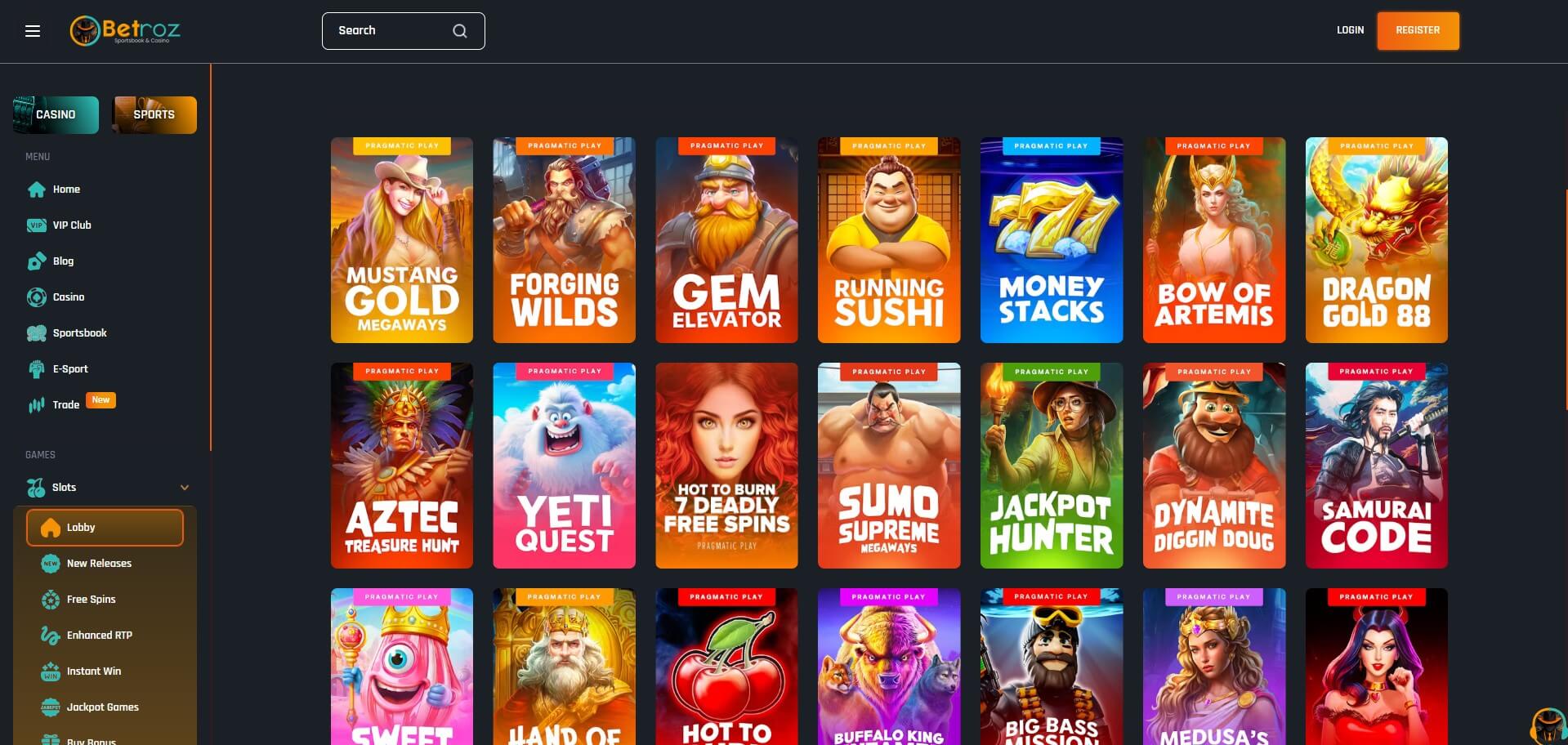 Betroz Casino Games