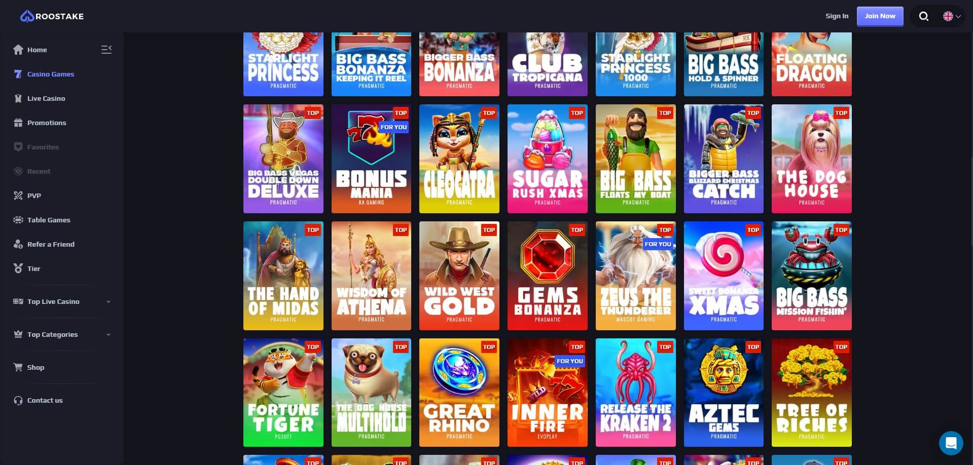 RooStake Casino Games