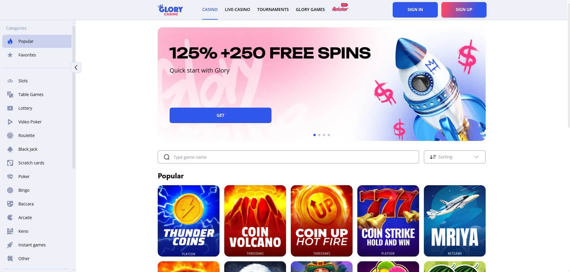 Glory Casino Review