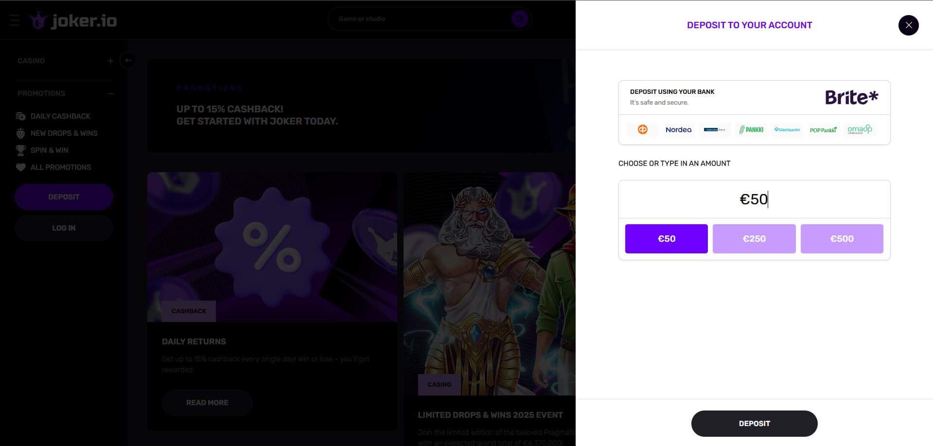 Joker.io Casino Sign Up