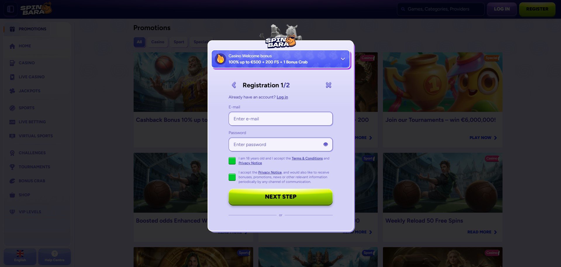 Spinbara Casino Sign Up
