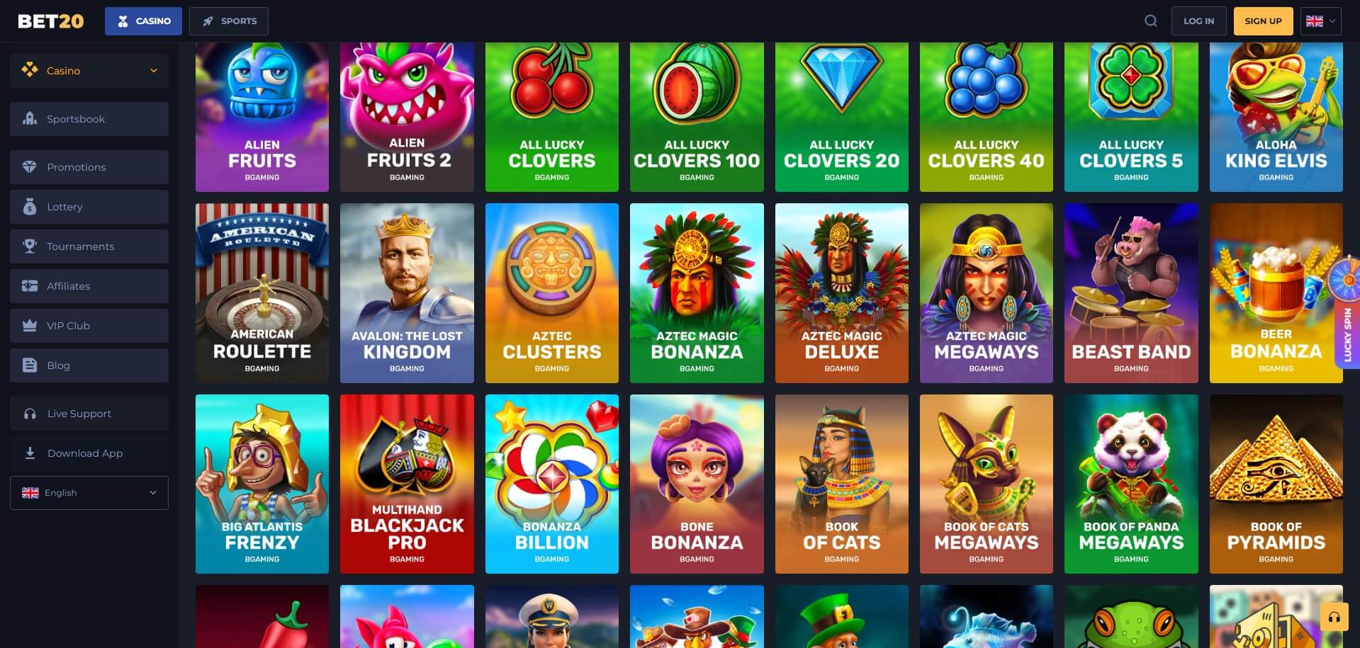 Bet20 Casino Games