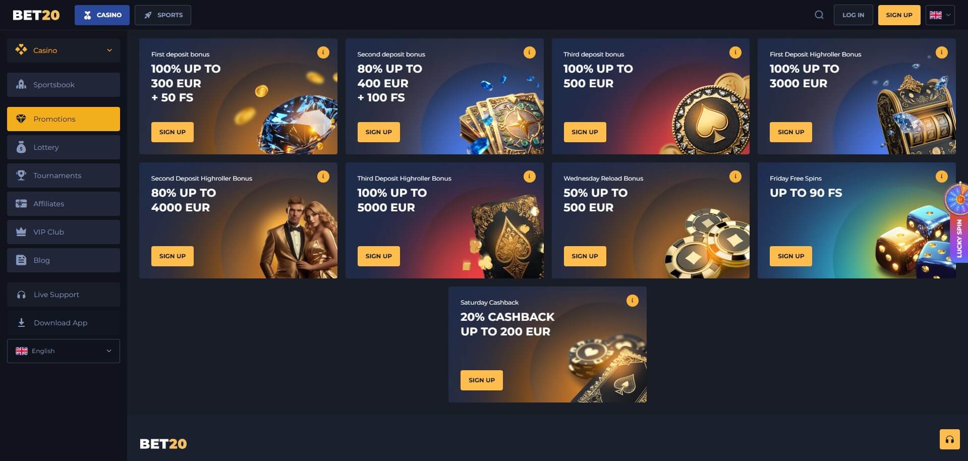 Bet20 Casino Promotions