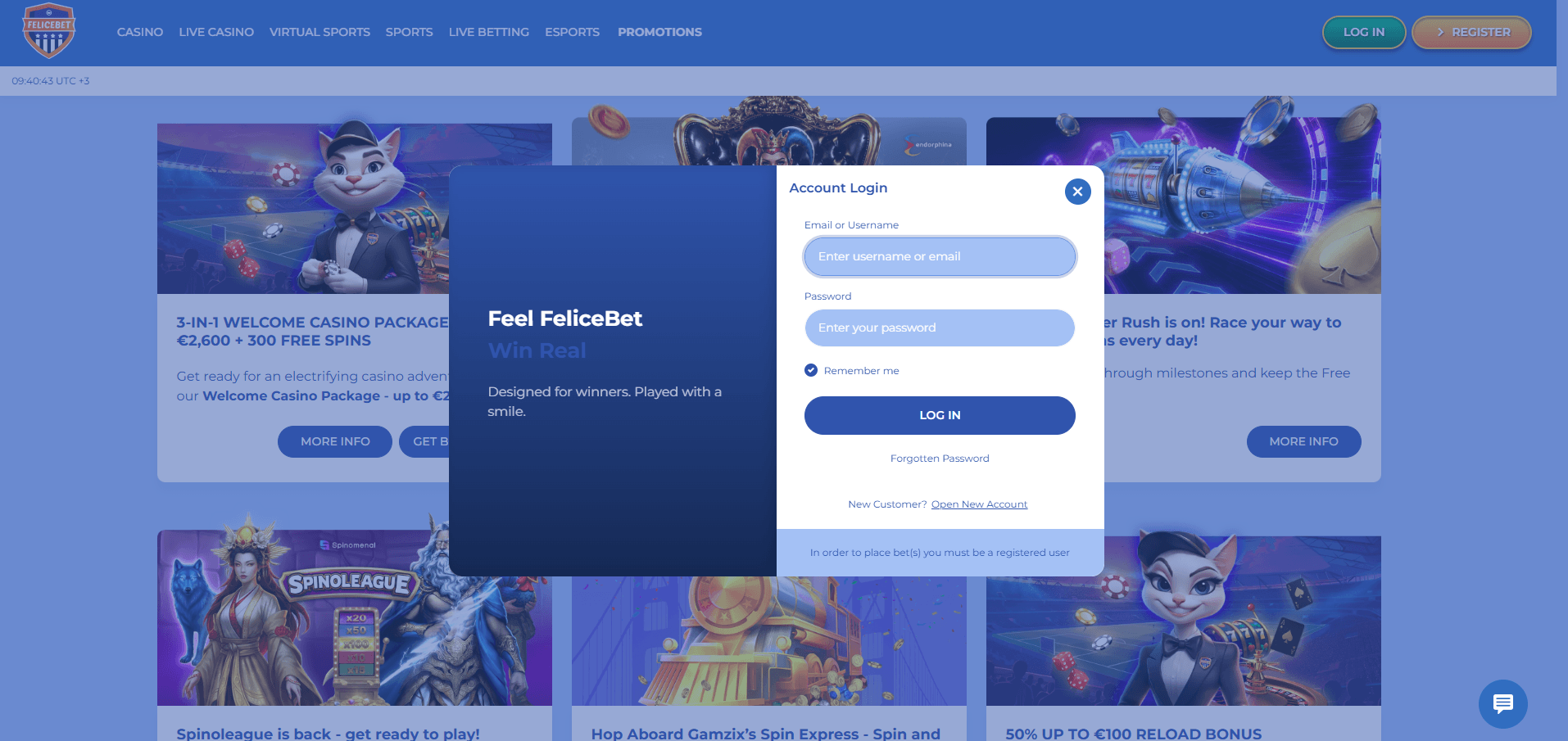 FeliceBet Casino Log In
