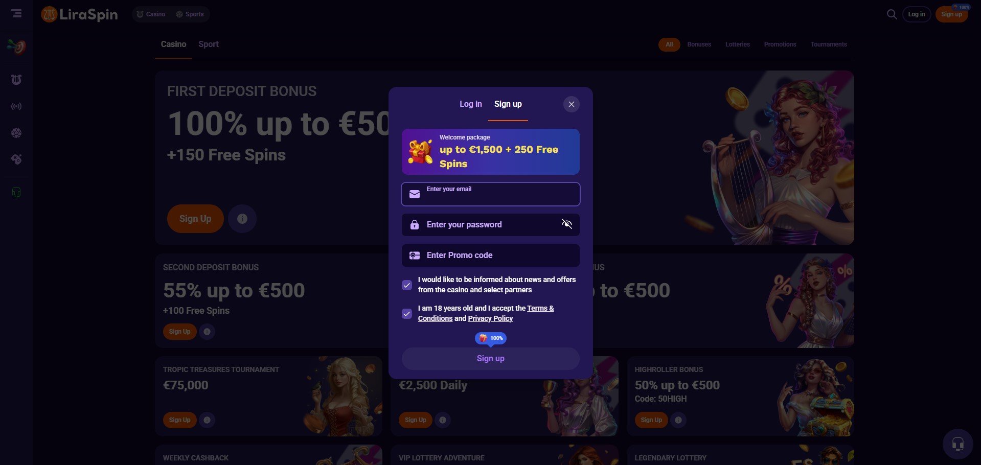 Liraspin Casino Sign Up