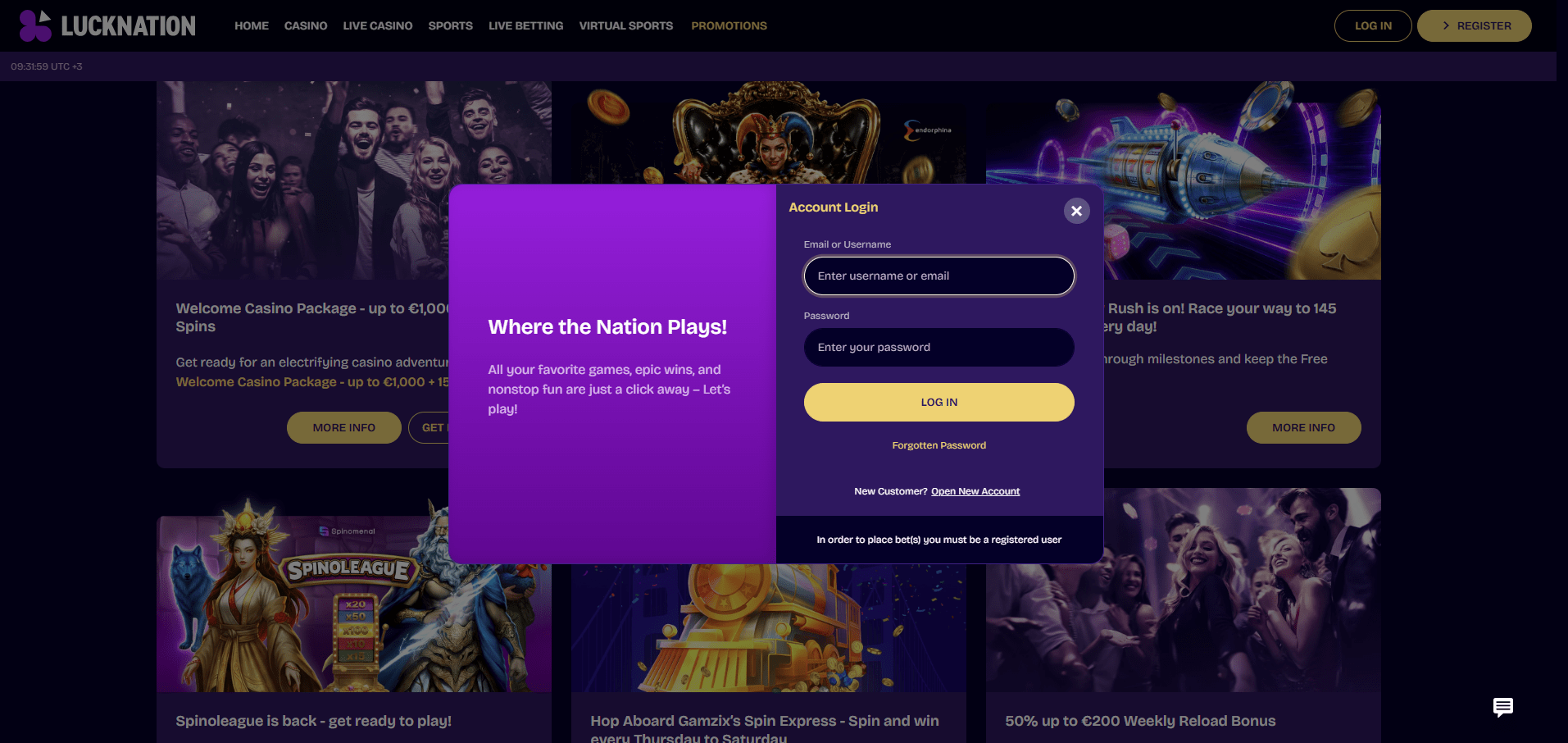 LuckNation Casino Log In