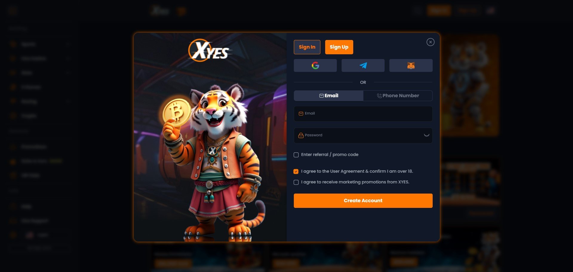 Xyes Casino Sign Up
