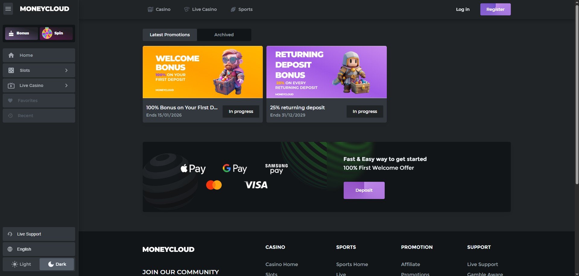Money Cloud Casino Promotions