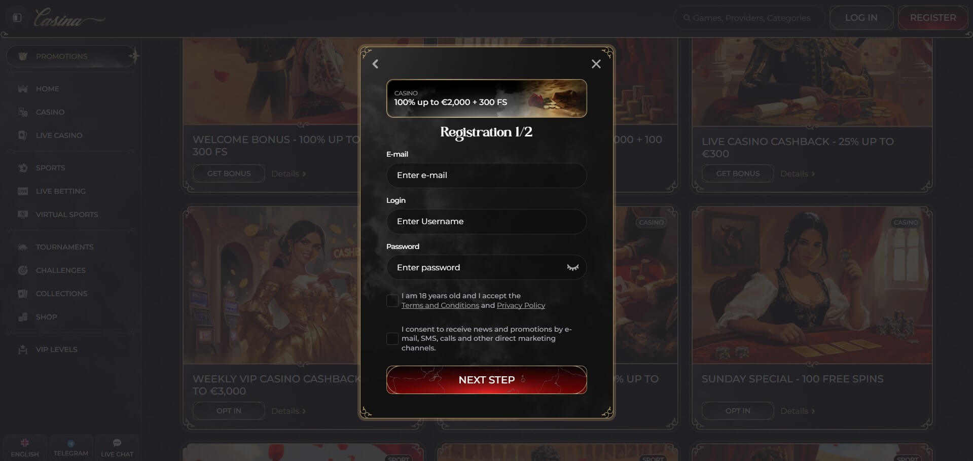 Casina Casino Sign Up
