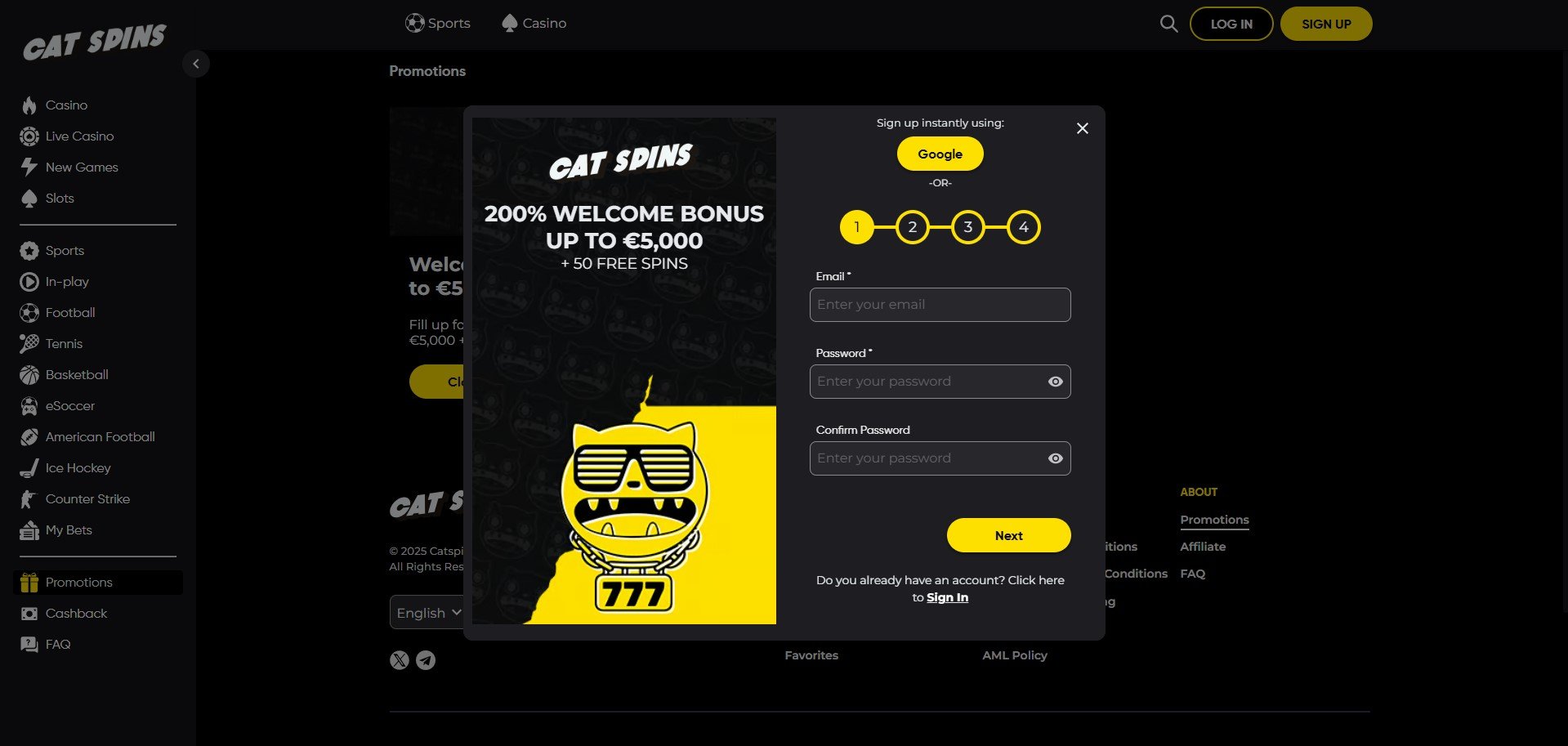 Cat Spins Casino Sign Up