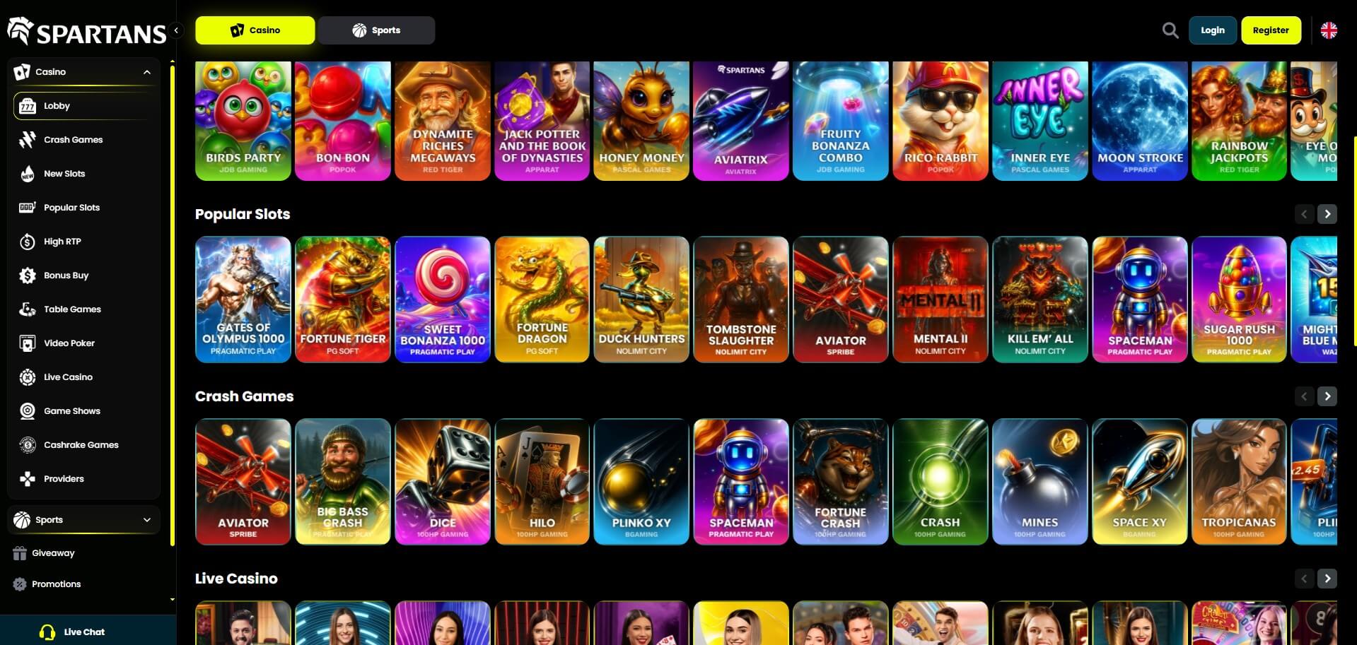 Spartans Casino Games