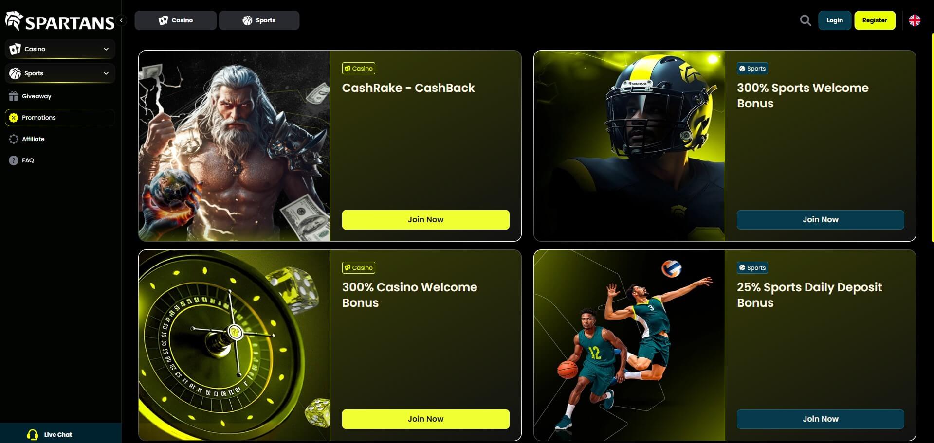 Spartans Casino Promotions