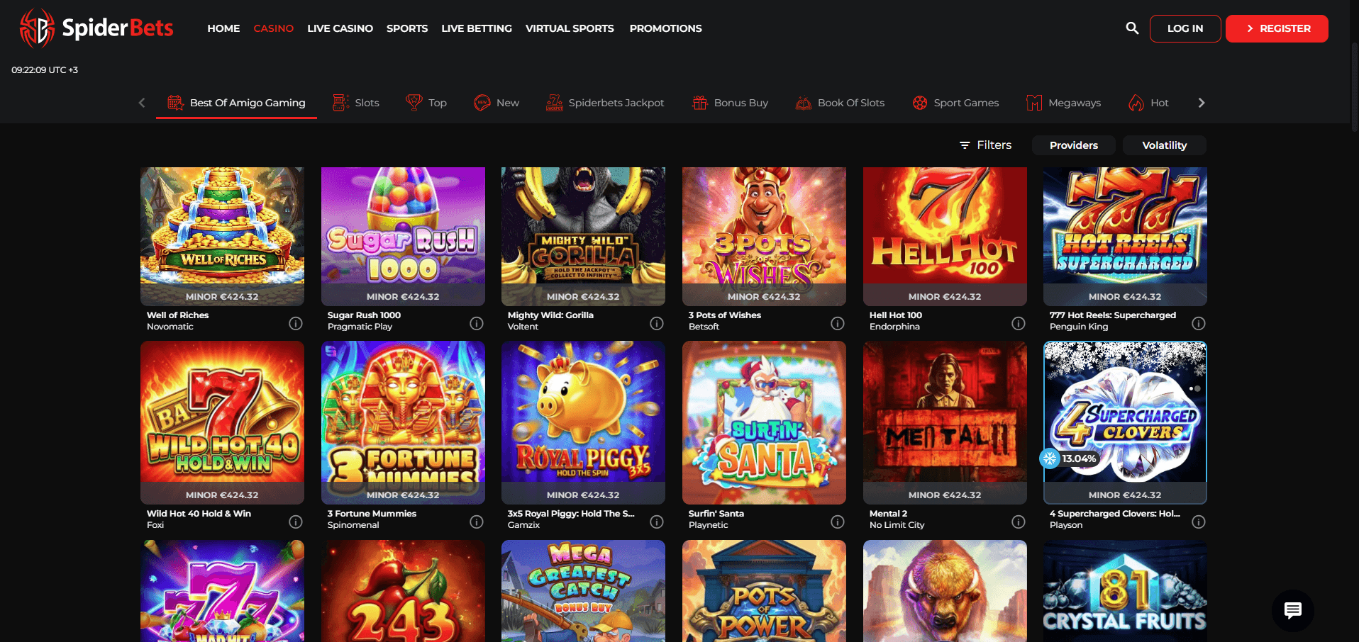 SpiderBets Casino Games