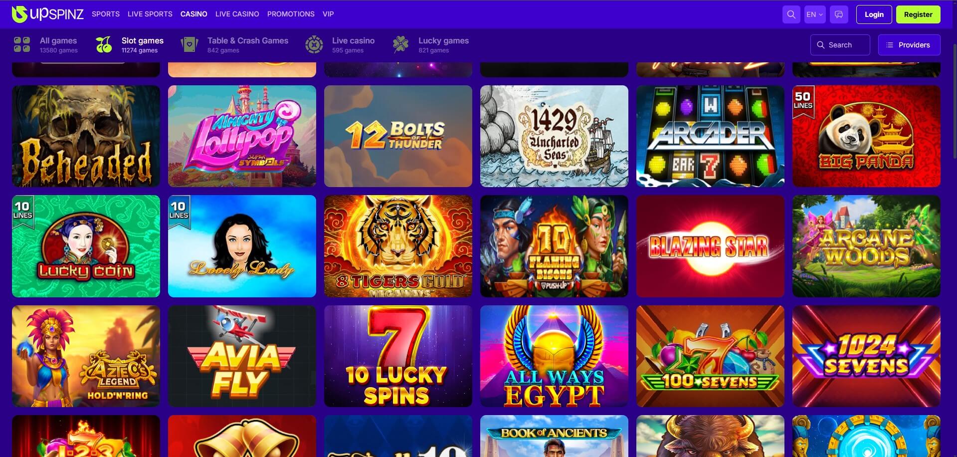 UpSpinz Casino Games