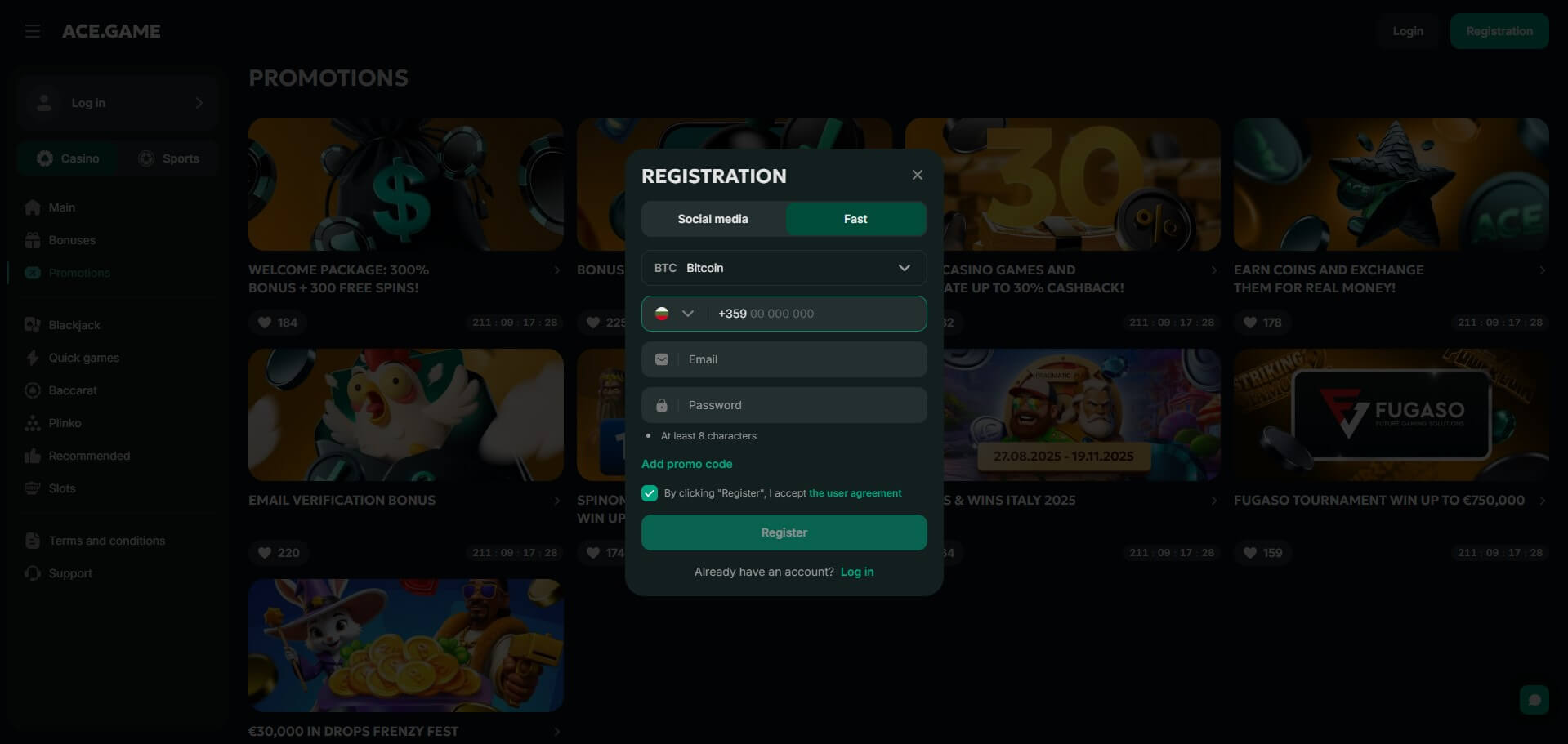 Ace Game Casino Sign Up