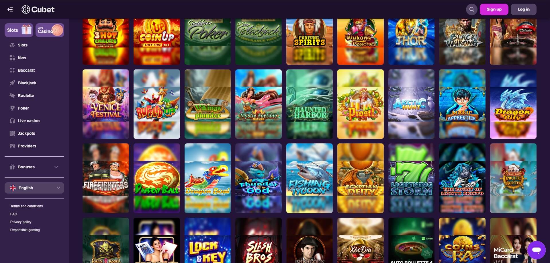 Cubet Casino Games