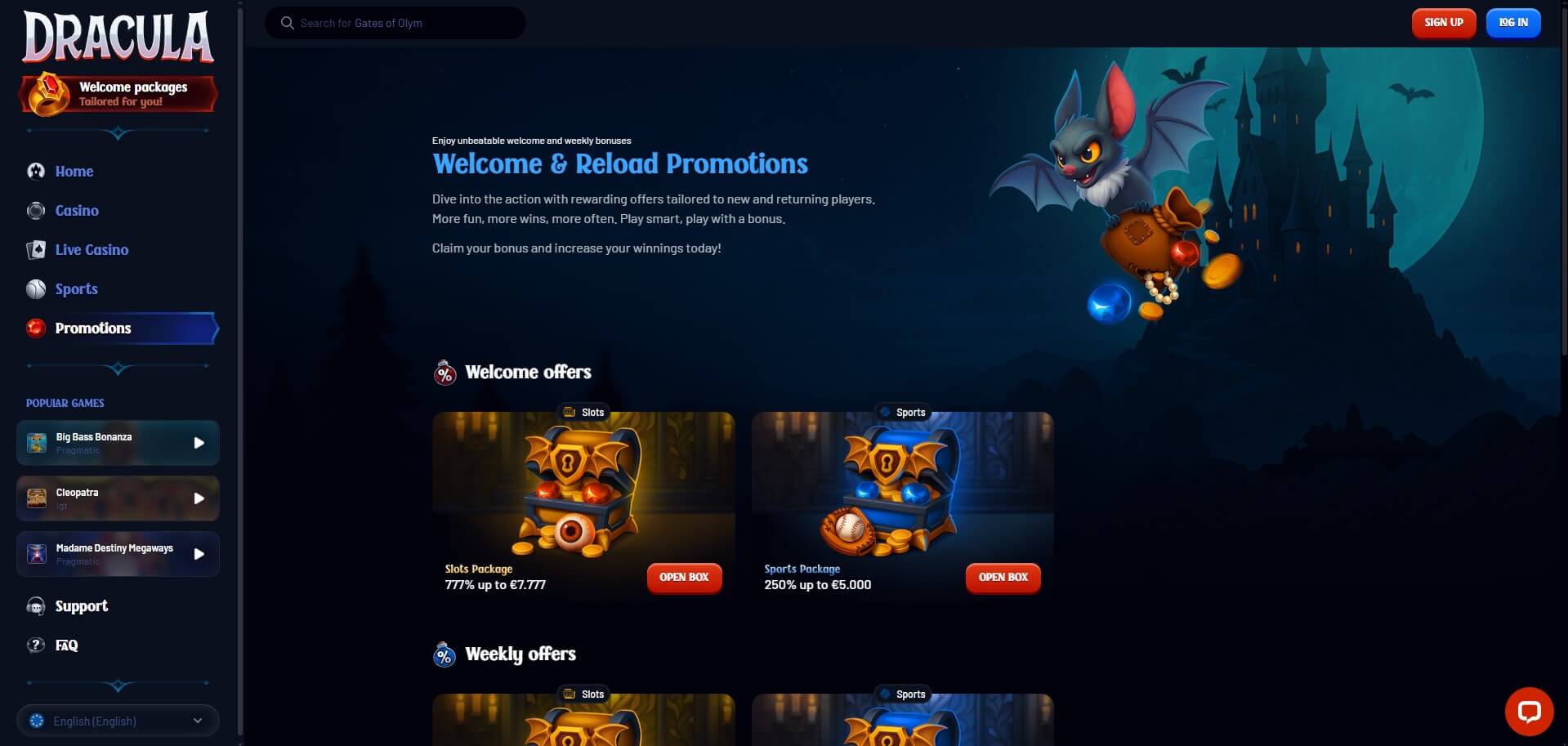 Dracula Casino Promotions