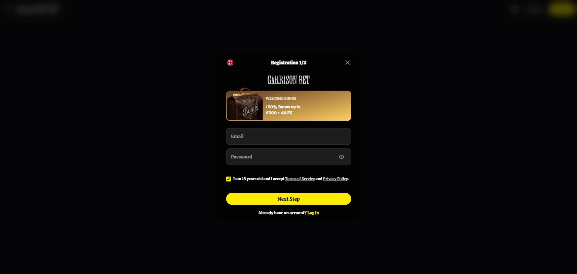 GarrisonBet Casino Sign Up