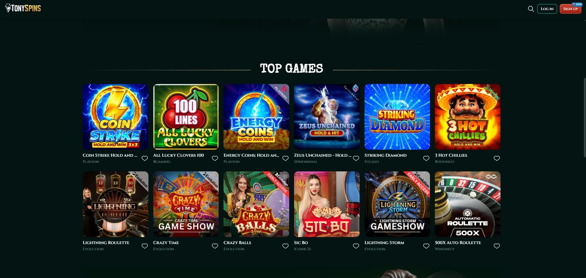 Tonyspins Casino Games