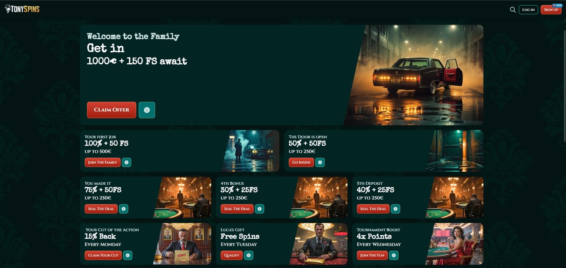 Tonyspins Casino Prootions