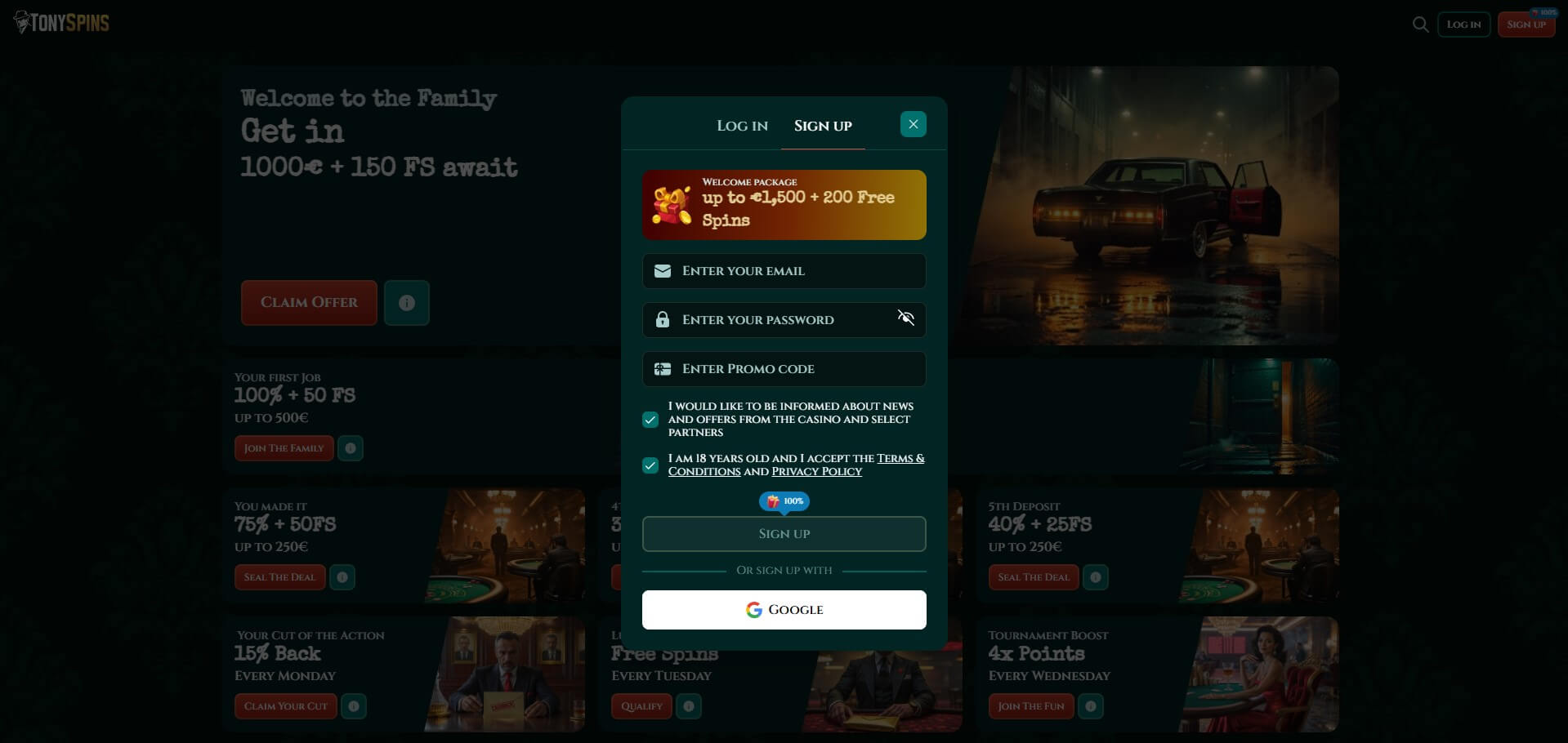 Tonyspins Casino Sign Up
