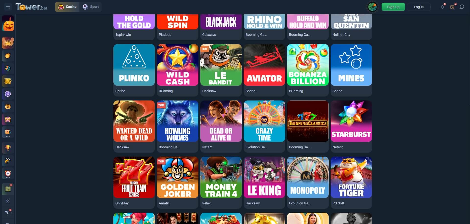 Tower.bet Casino Games
