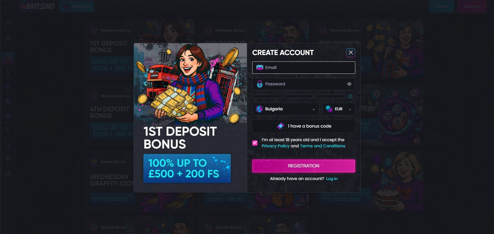 Britsino Casino Sign Up