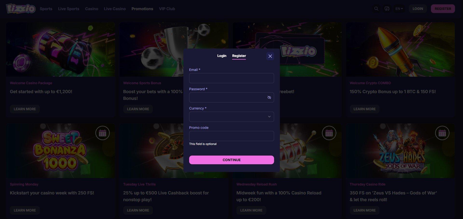 Rizzio Casino Sign Up