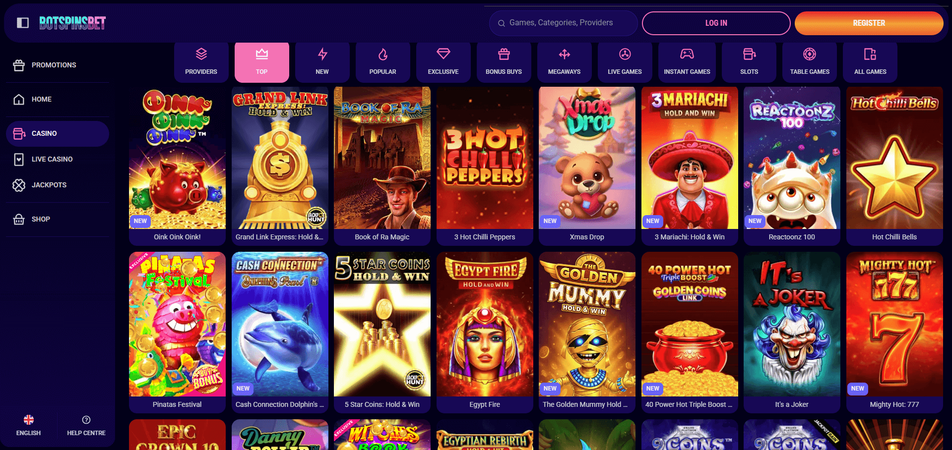BotSpinsBet Casino Games