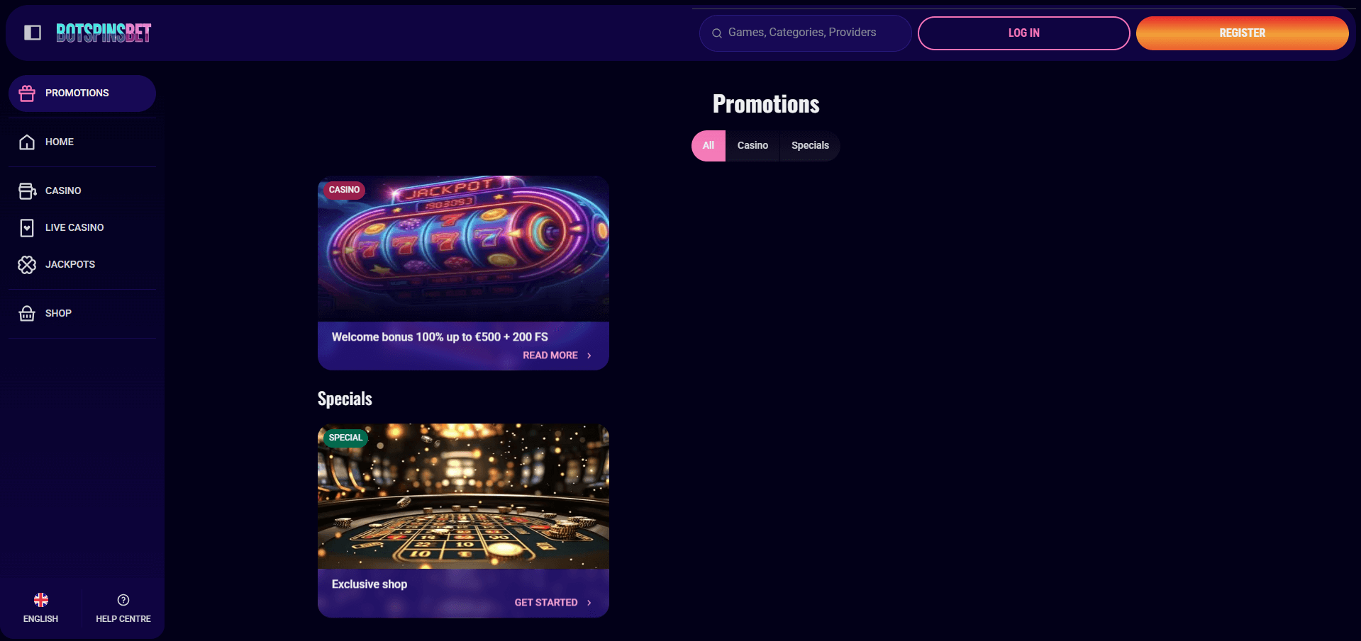 BotSpinsBet Casino Promotions