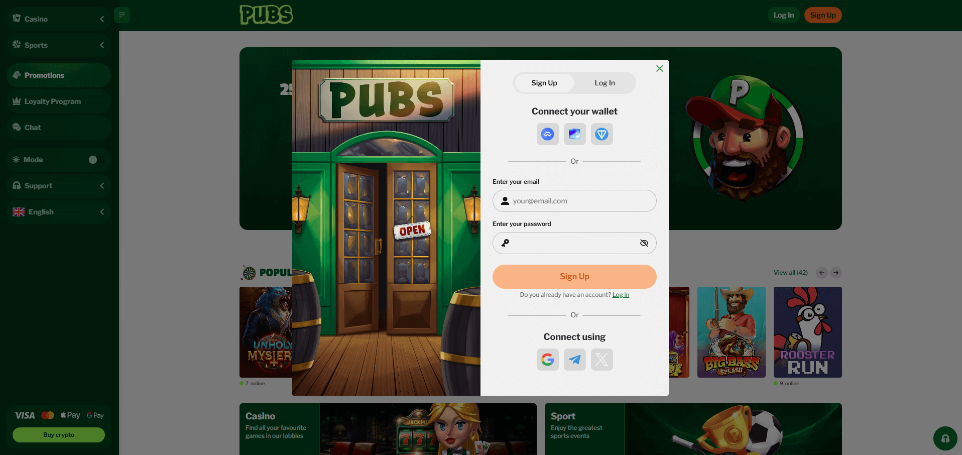 Pubs Casino Sign Up