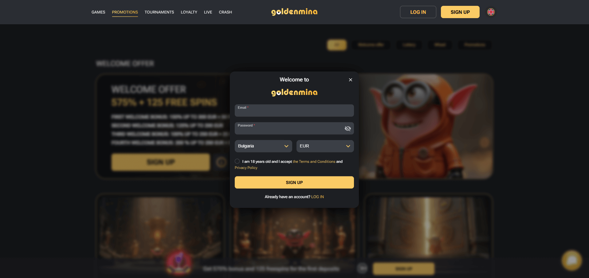 Goldenmina Casino Sign Up