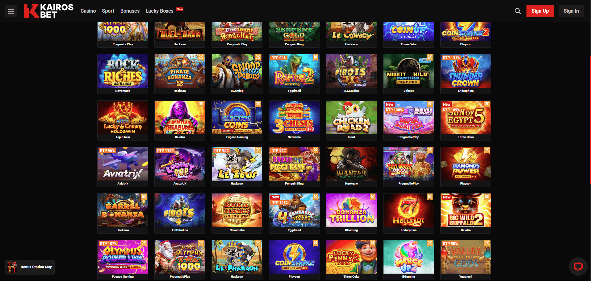 KairosBet Casino Games