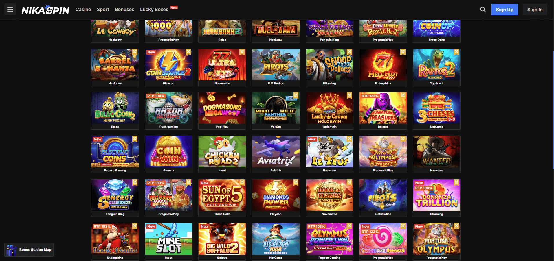NikaSpin Casino Games