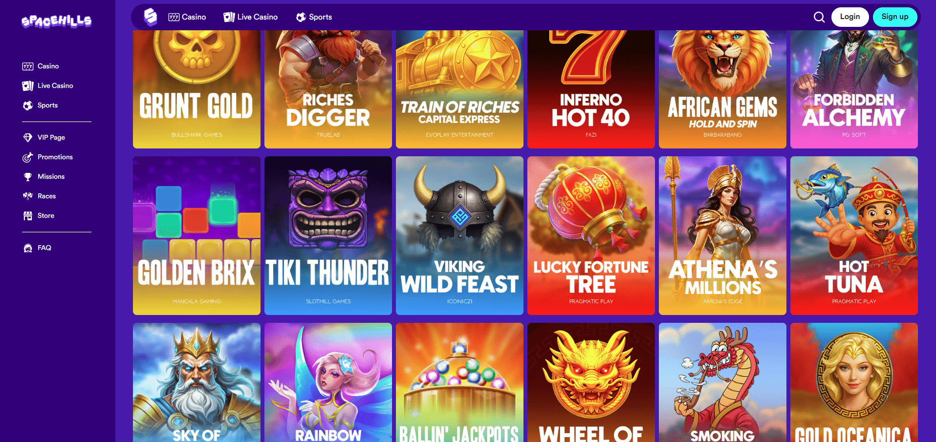 Space Hills Casino Games
