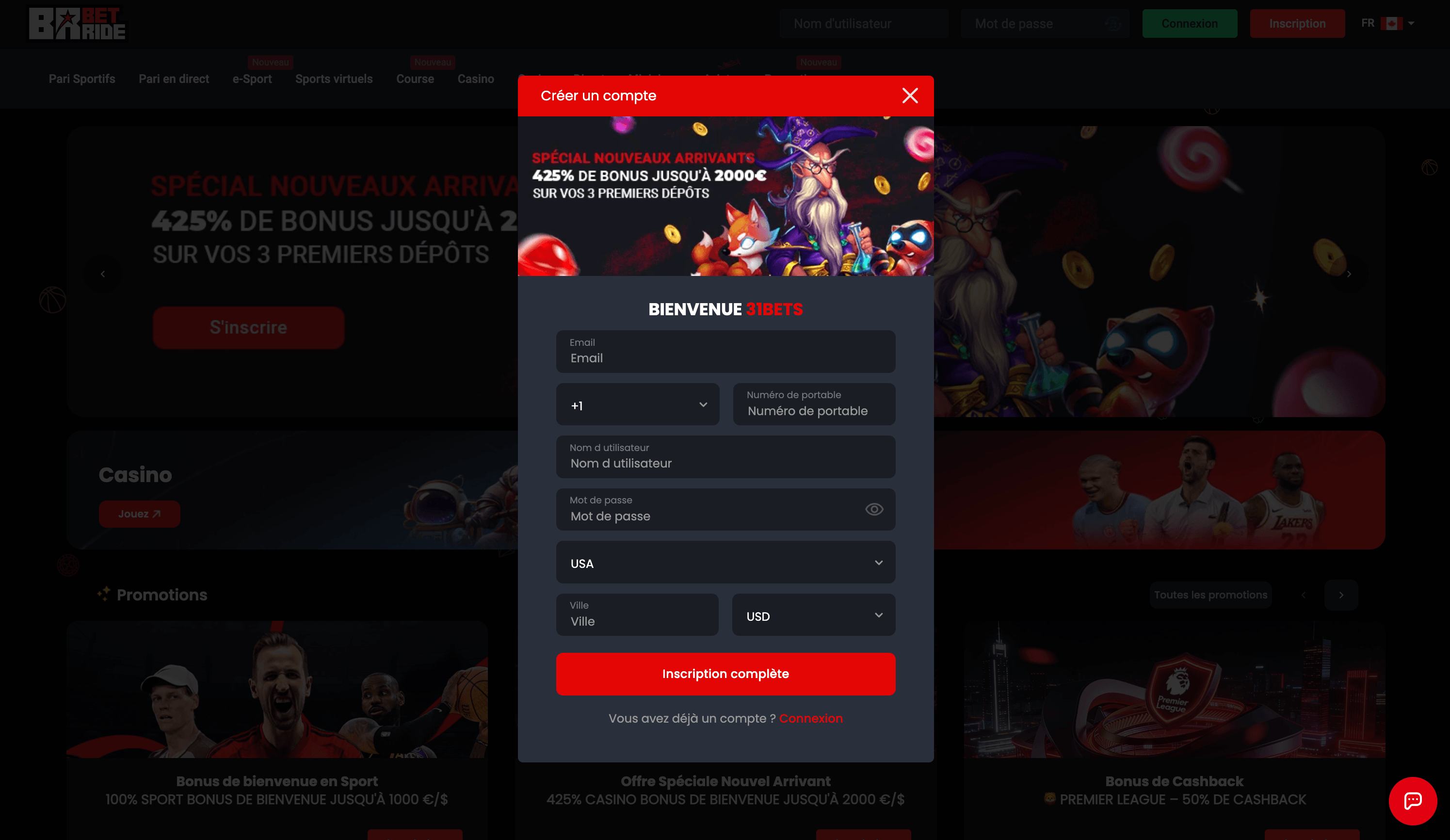 BetRide Casino Sign Up