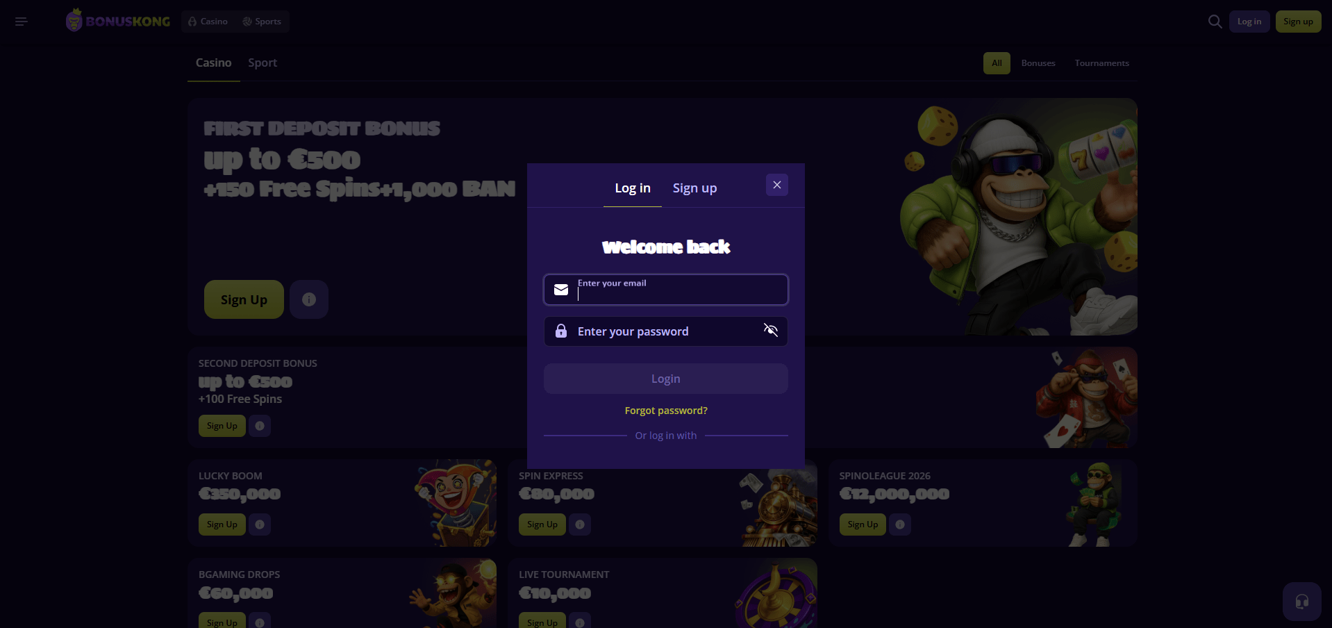 Bonus Kong Casino Sign Up
