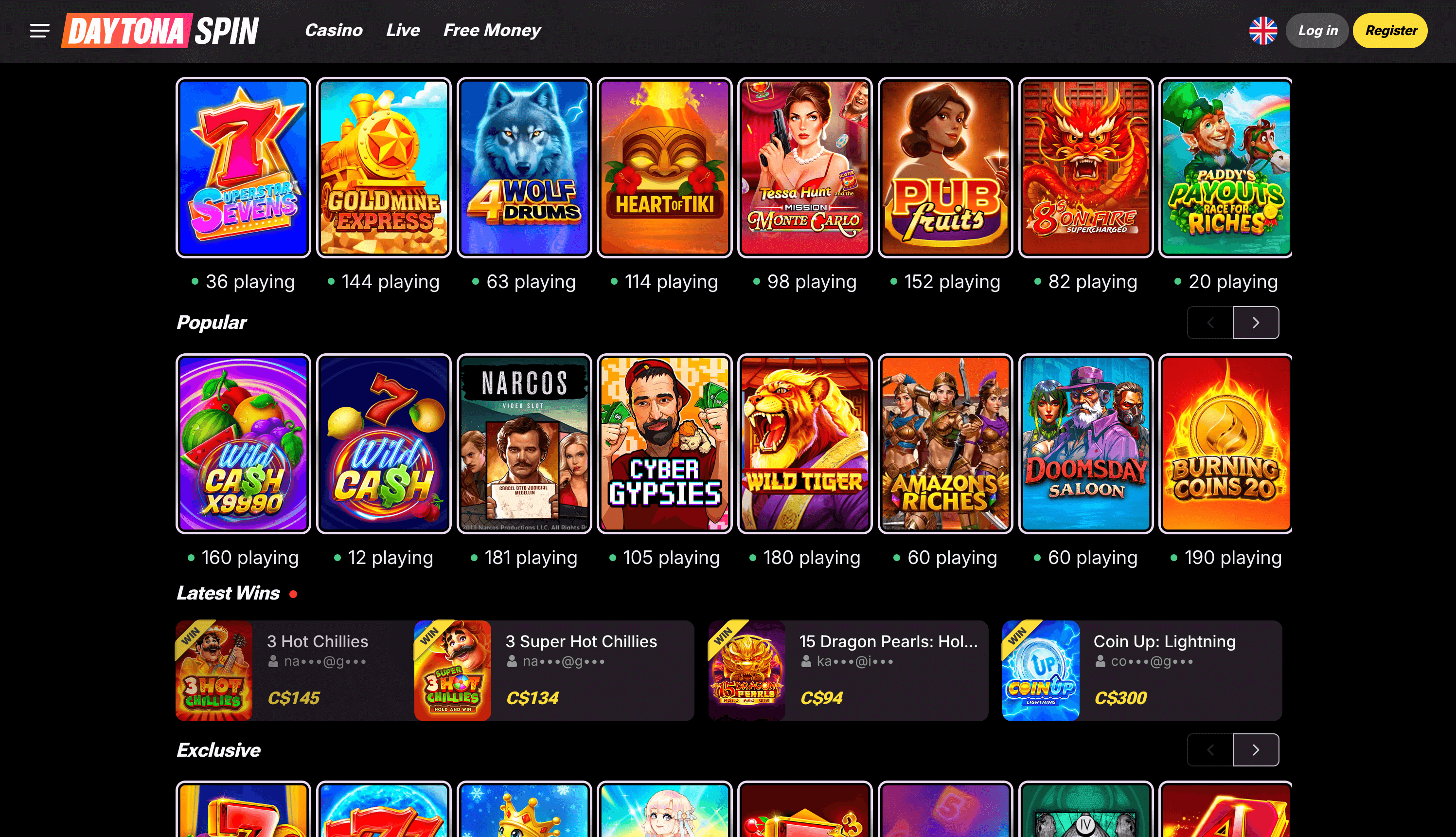 DaytonaSpin Casino Gmaes