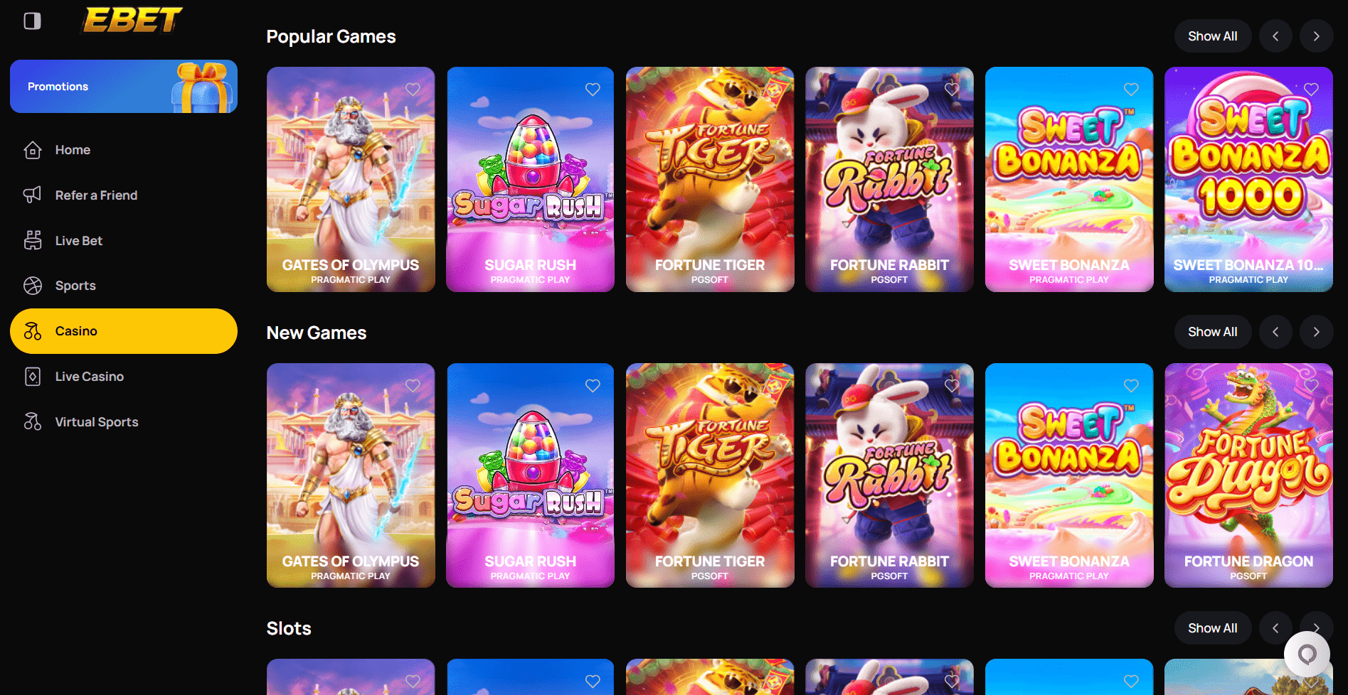 Ebet Casino Games