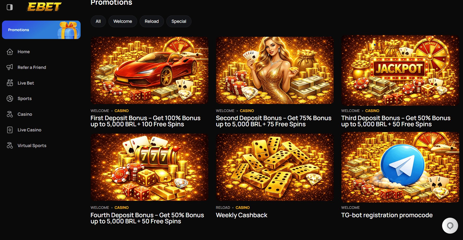Ebet Casino Promotions