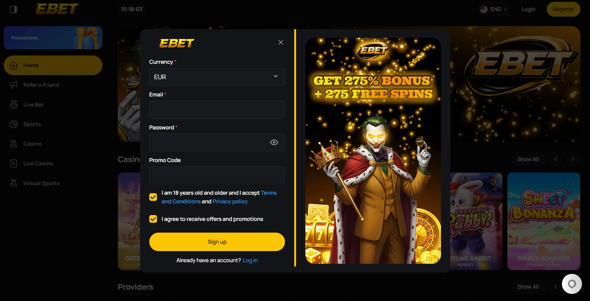 Ebet Casino Sign Up