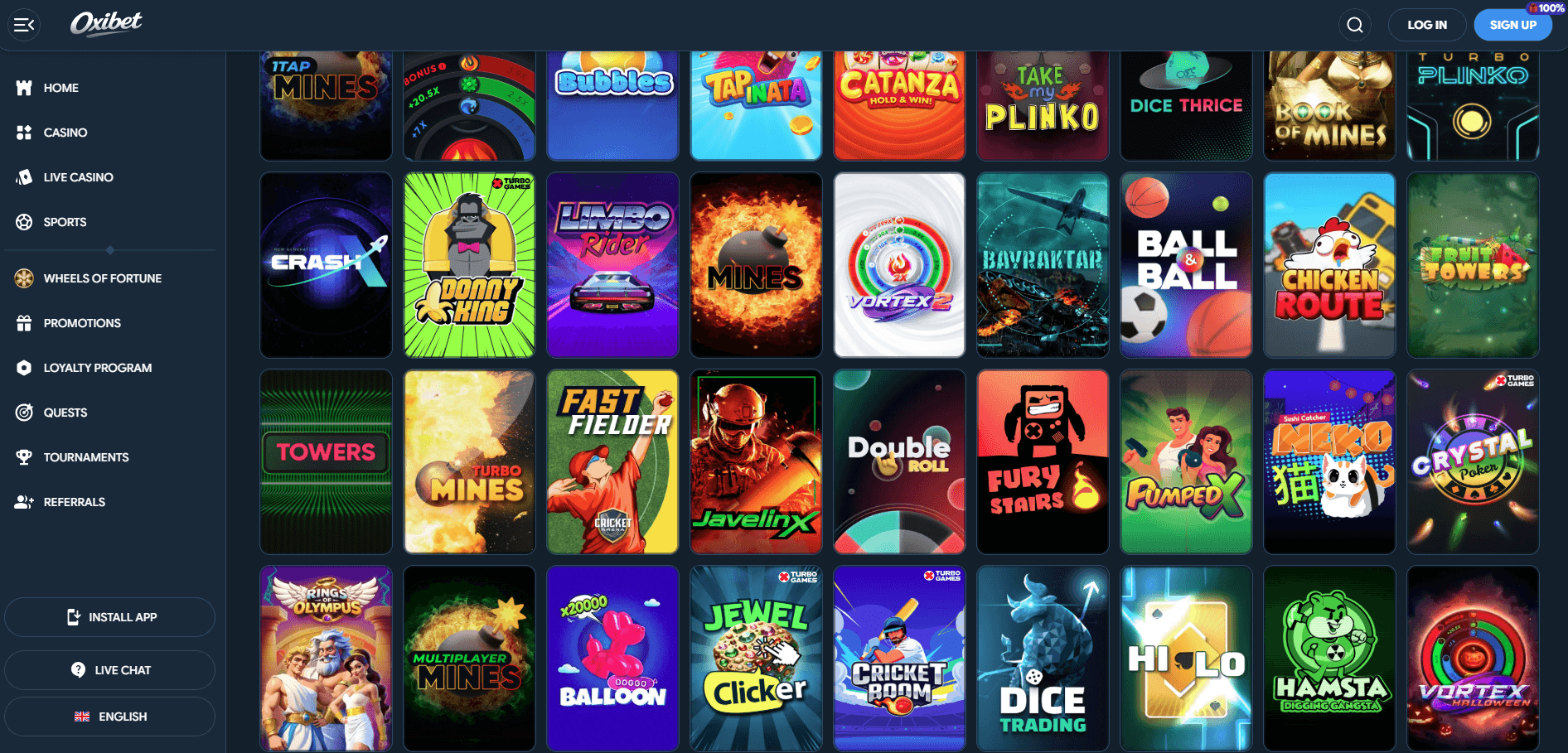 OxiBet Casino Games
