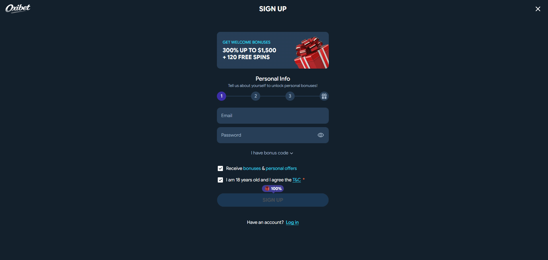 OxiBet Casino Sign Up