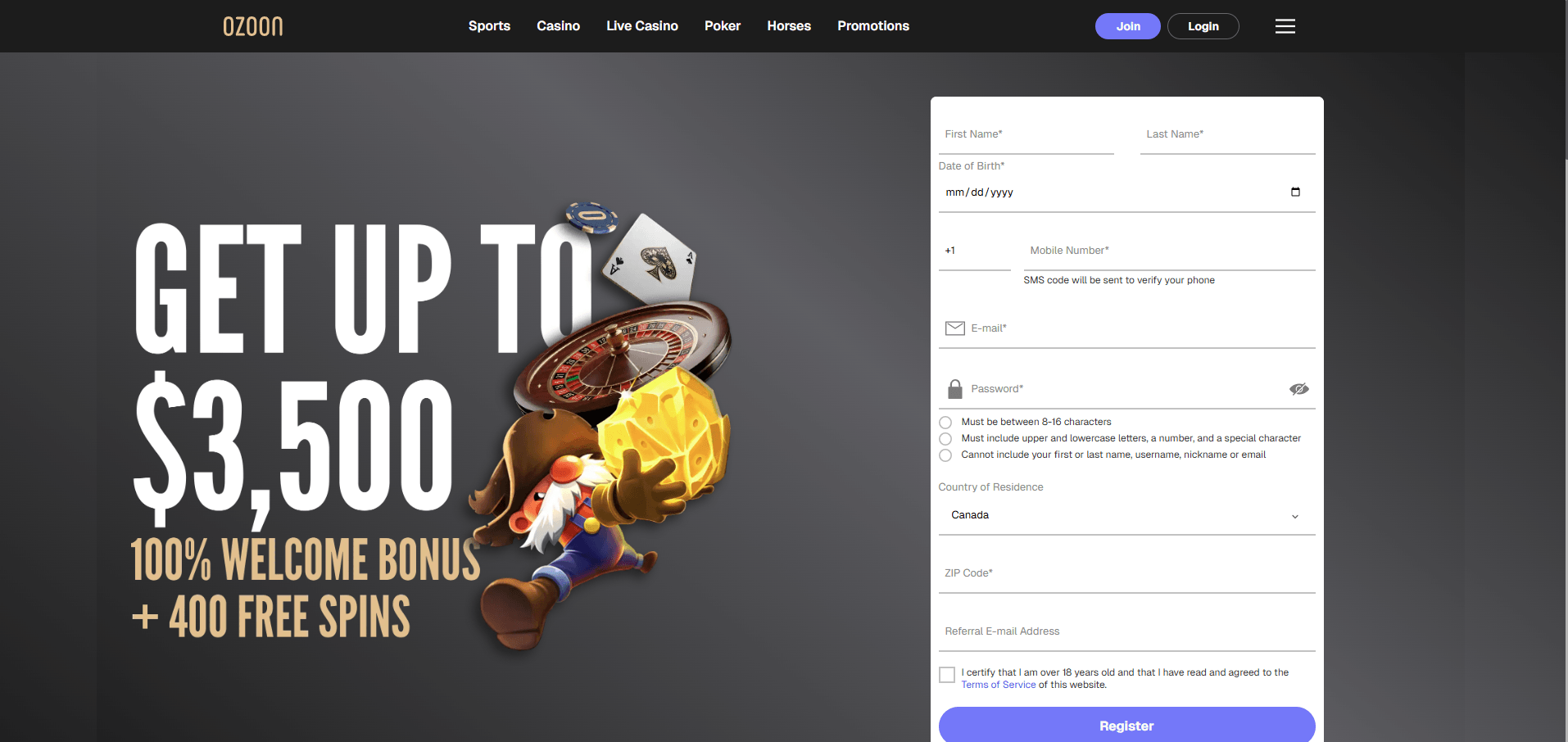 Ozoon Casino Review