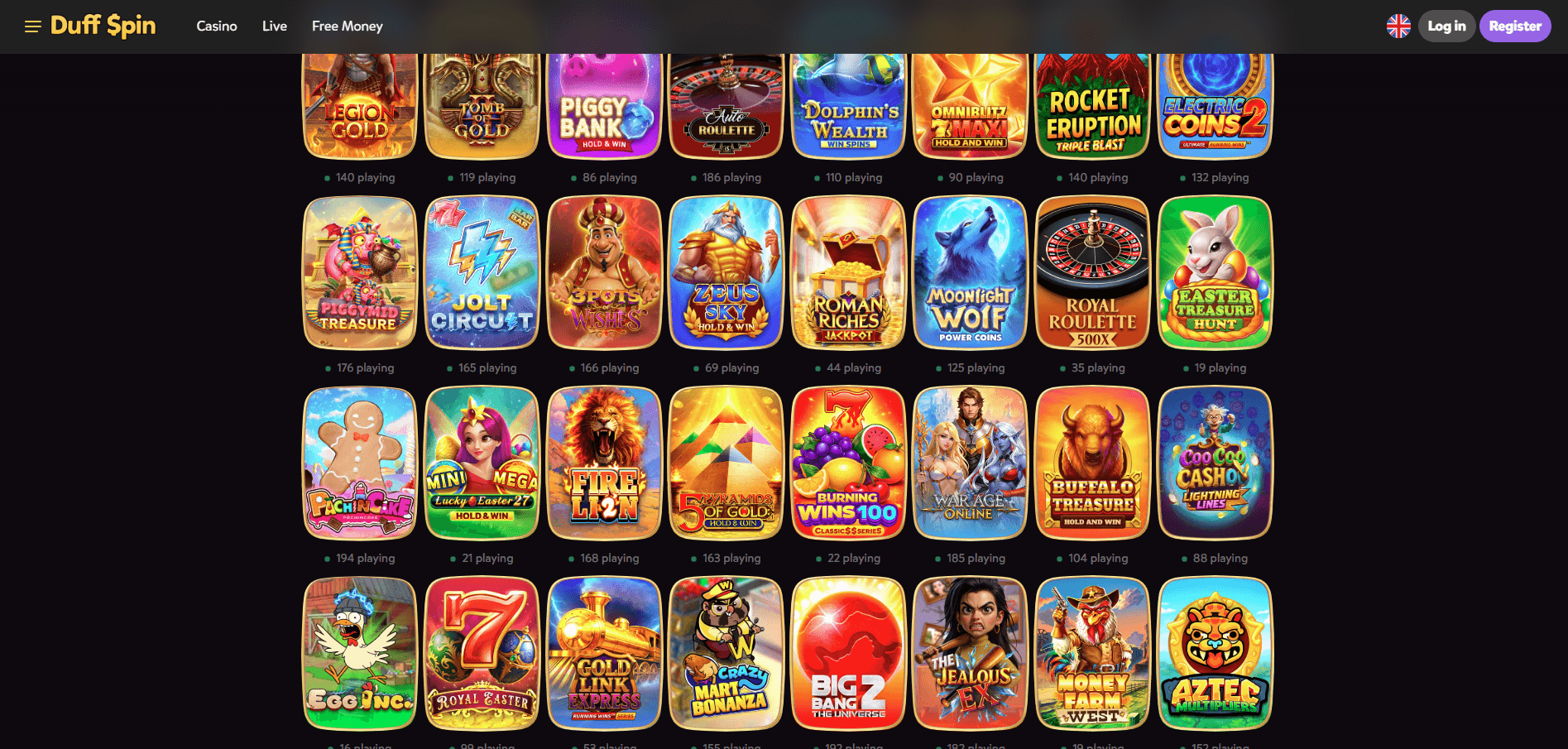 DuffSpin Casino Games
