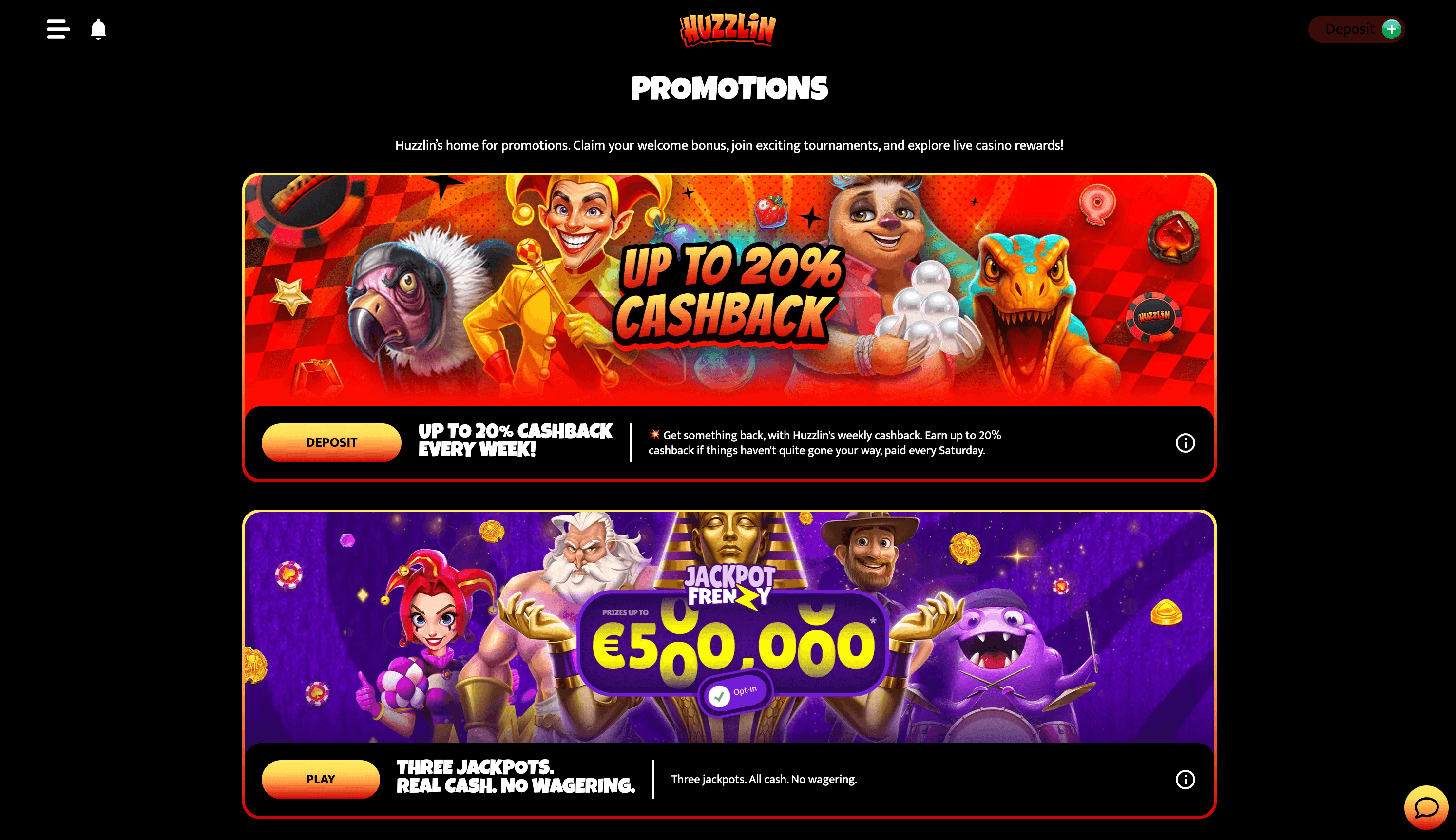 Huzzlin Casino Bonuses