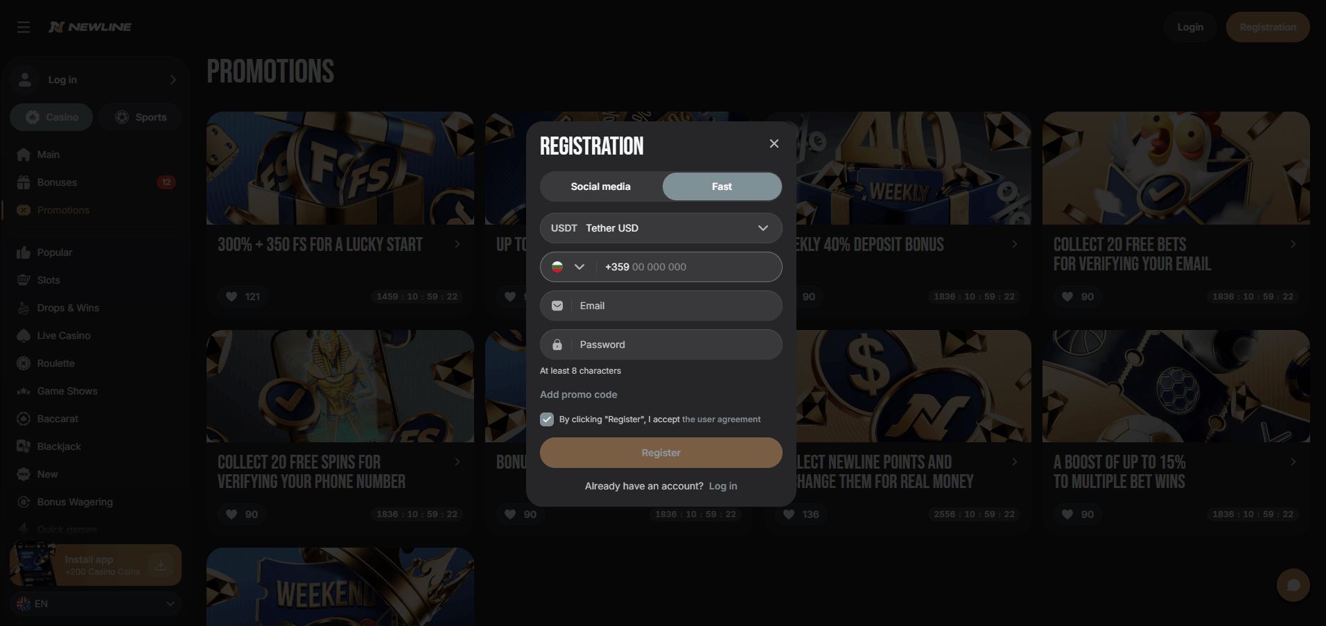 Newline Casino Sign Up