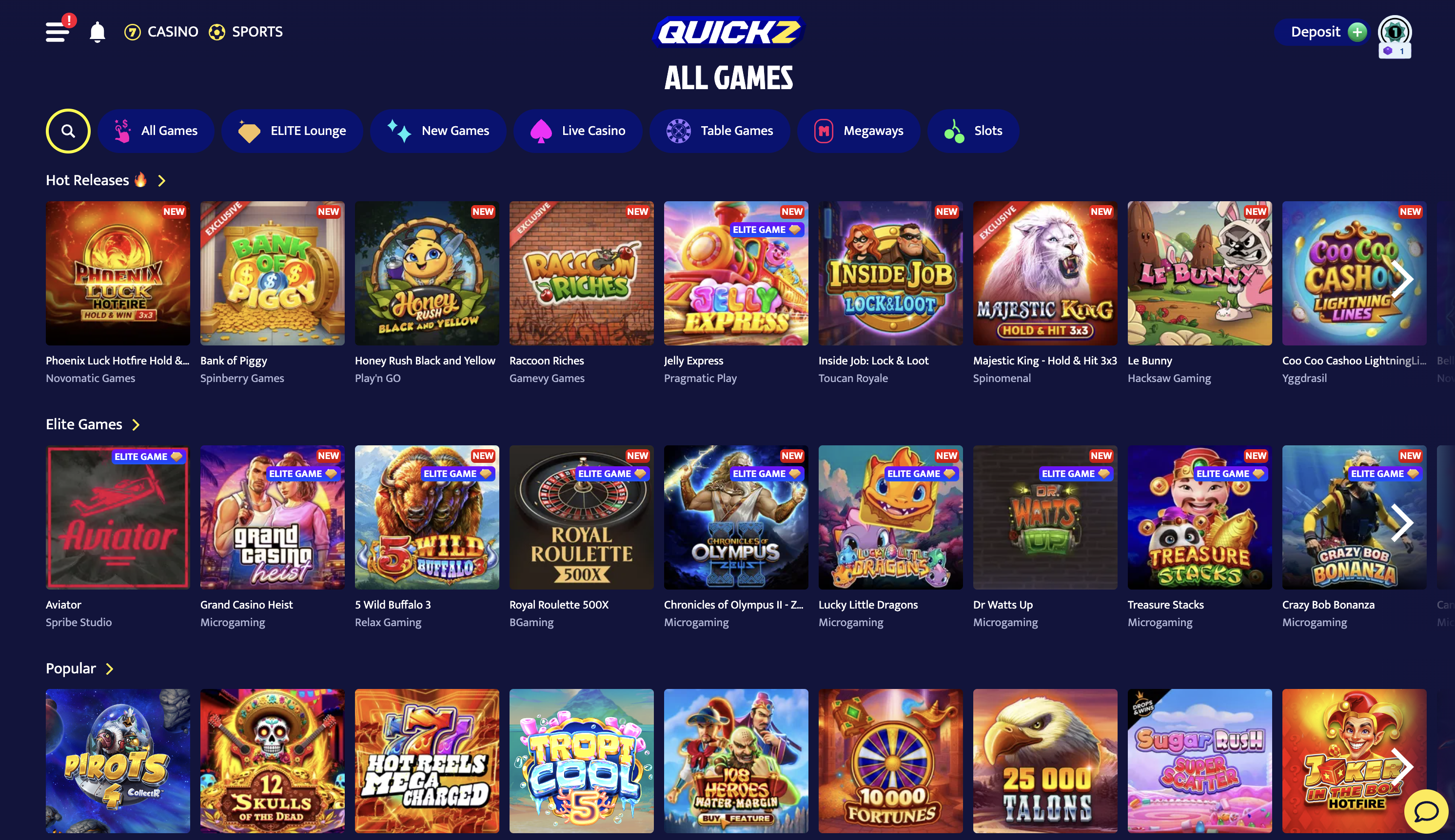 Quickz Casino Games