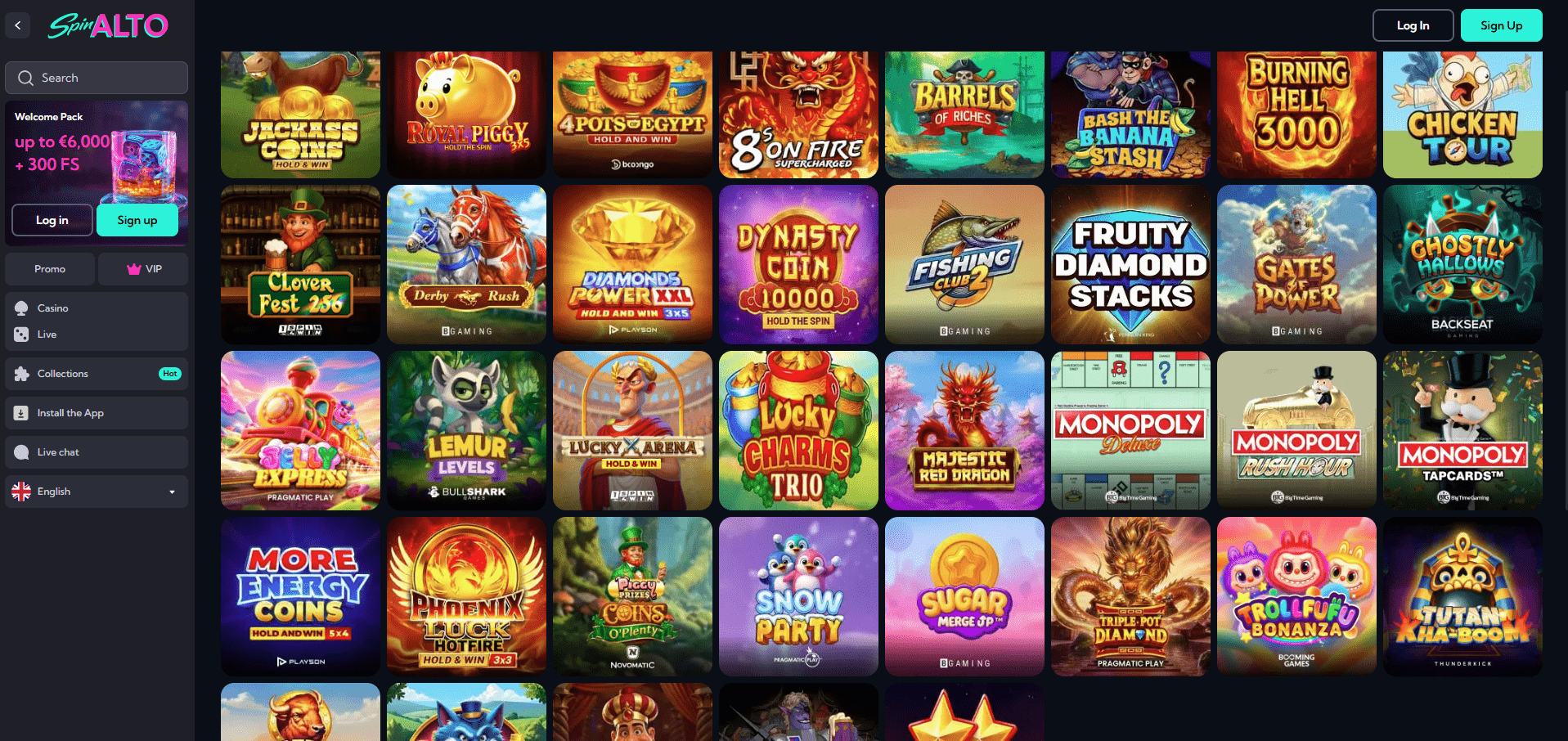 SpinAlto Casino Games
